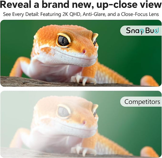 3MP 2K AI Reptile & Aquarium Camera with Angle Magnetic Mount, Close-Focus Lens for Fish Tank Terrarium Lizard Snake Pet, 2.4G&5GHz WiFi, 24/7 Recording, Anti-Glare & No Reflection